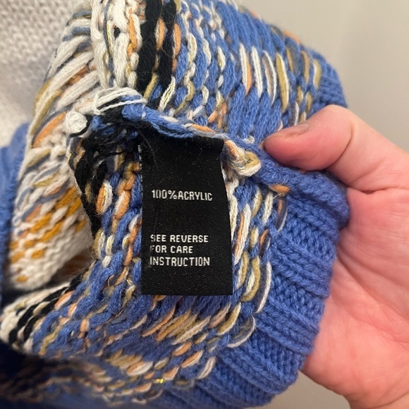 NWT Mens Pullover Sweater S XL Aztec Blue and White Mock Neck - Picture 8 of 10